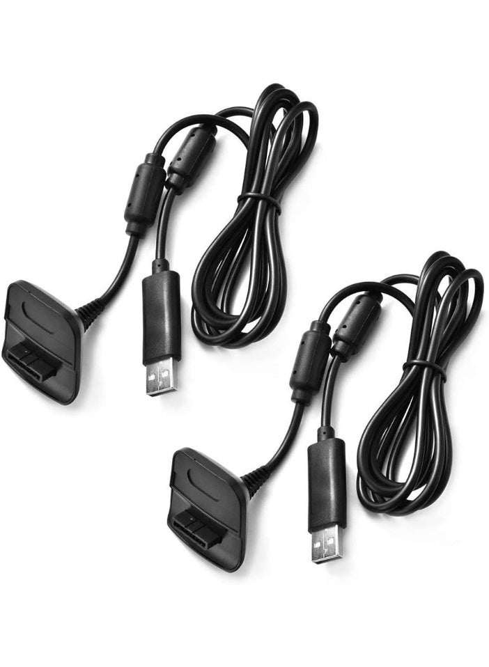Charging Cable for Xbox 360 & Slim Wireless Game Controllers,2 Pack Black - Image 1